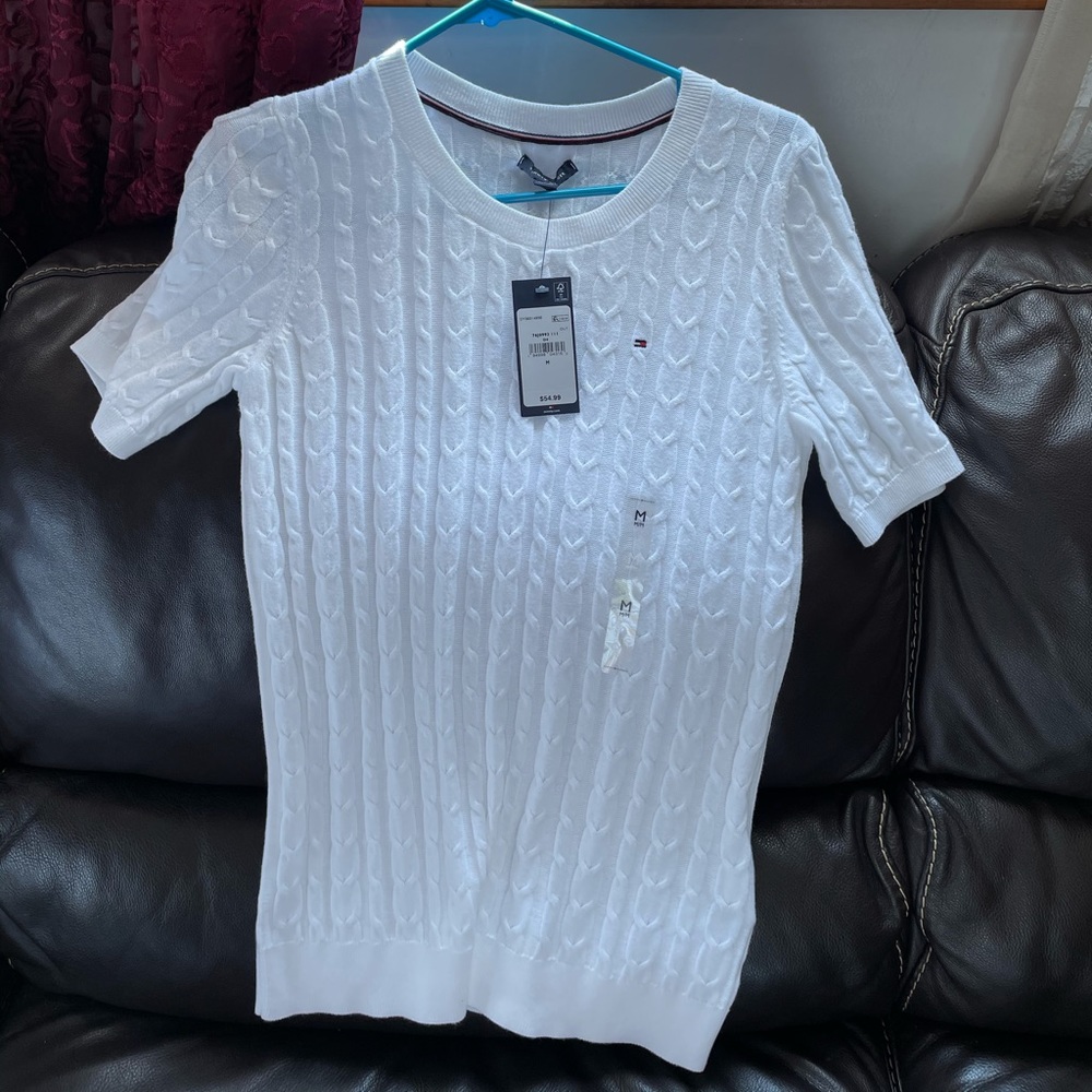 White Cable Knitted Sweater
